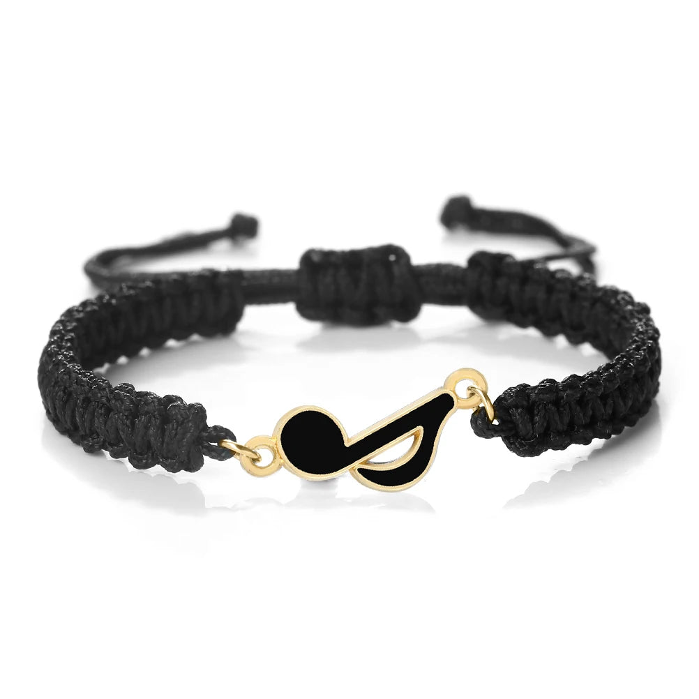 Rock Music Bracelets For Men Women Alloy Musical Note Pendant Bracelets Couple Hand Woven Lucky Rope Bangle Lover's Jewelry Gift