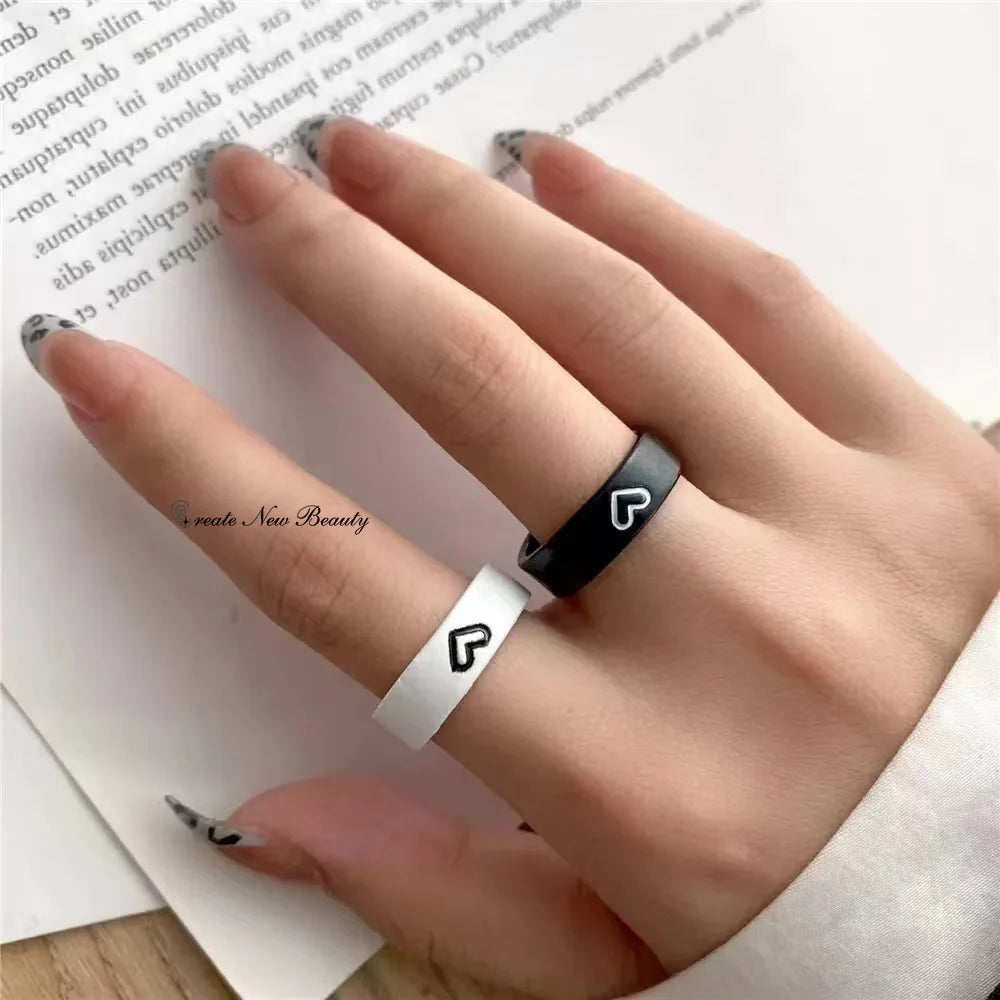 2Pc Love Heart Matching Anniversary Couples Stuff Rings Fashion Women Men Valentines Engagement Fashion Jewelry Romantic Gift