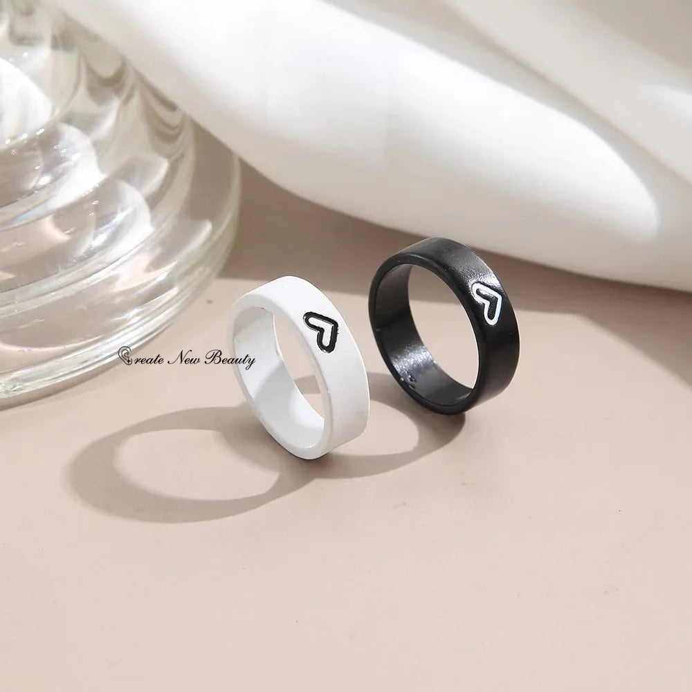 2Pc Love Heart Matching Anniversary Couples Stuff Rings Fashion Women Men Valentines Engagement Fashion Jewelry Romantic Gift