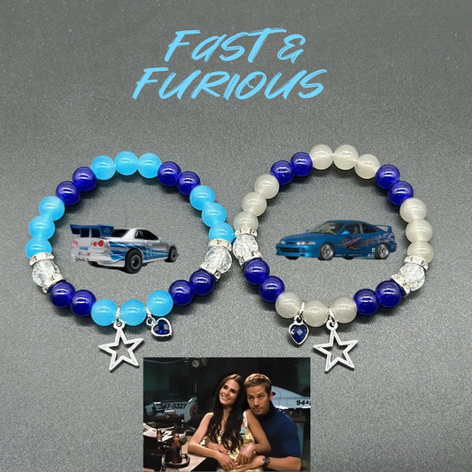 2PCS/set Handmade Brian and Mia matching Couple bracelets Y2k Aesthetics fast & furious skyliner34 acura integra Gift for Lover