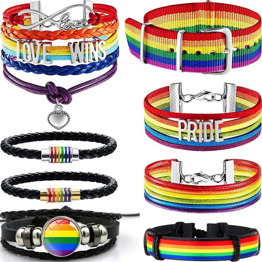 LGBTQ Rainbow Men's and Women's Couples LGBT Pride Bracelet Adjustable Heart Wins Wristband Love Jewelry Gift