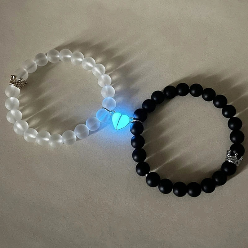 2Pcs Matching Bracelets Luminous Heart Couples Bracelet