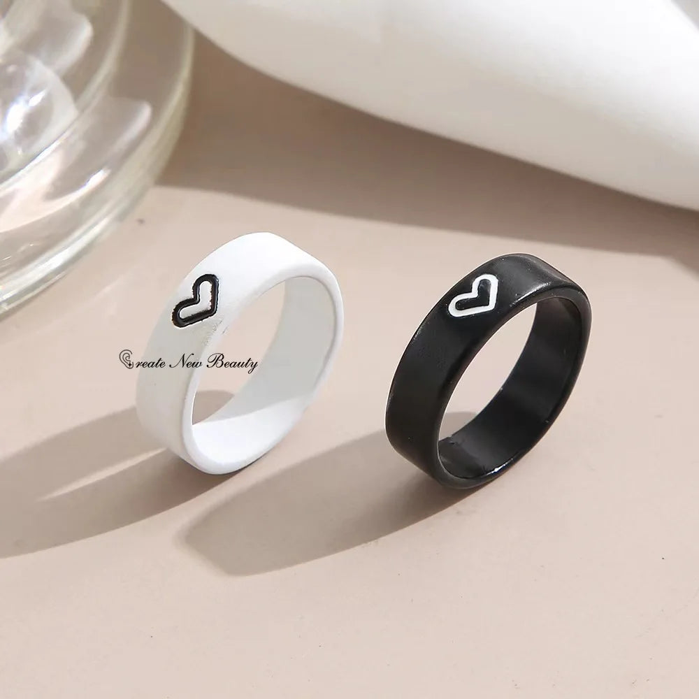 2Pc Love Heart Matching Anniversary Couples Stuff Rings Fashion Women Men Valentines Engagement Fashion Jewelry Romantic Gift